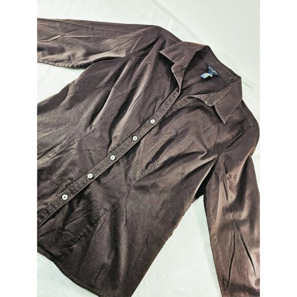 Banana Republic Button Down Cotton Shirt Blouse Brown Long Sleeve Size M - Picture 2 of 10